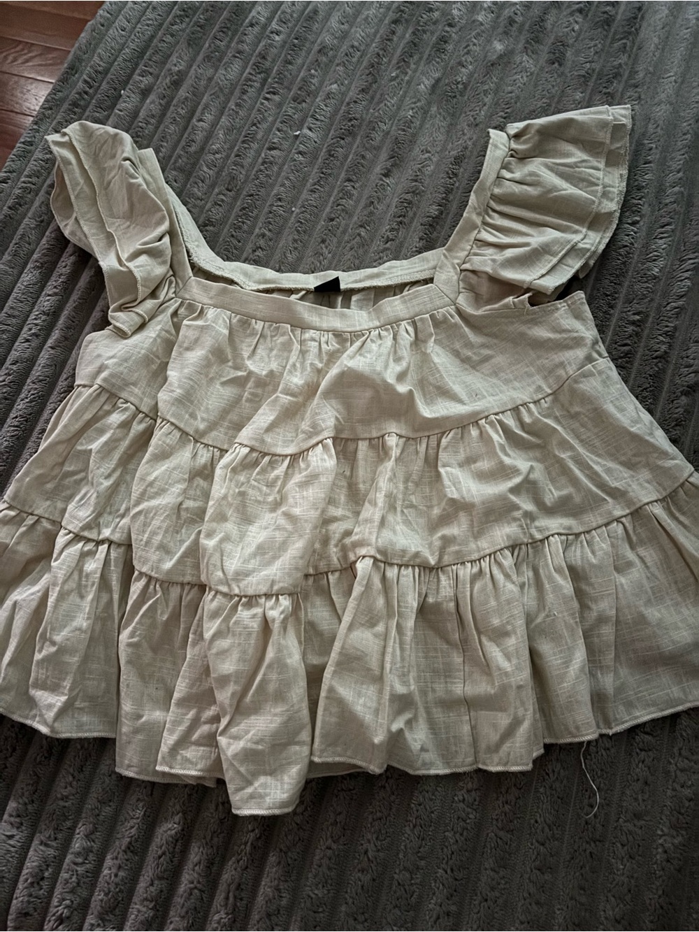 SHEIN Light Beige Tiered Ruffle Crop Top